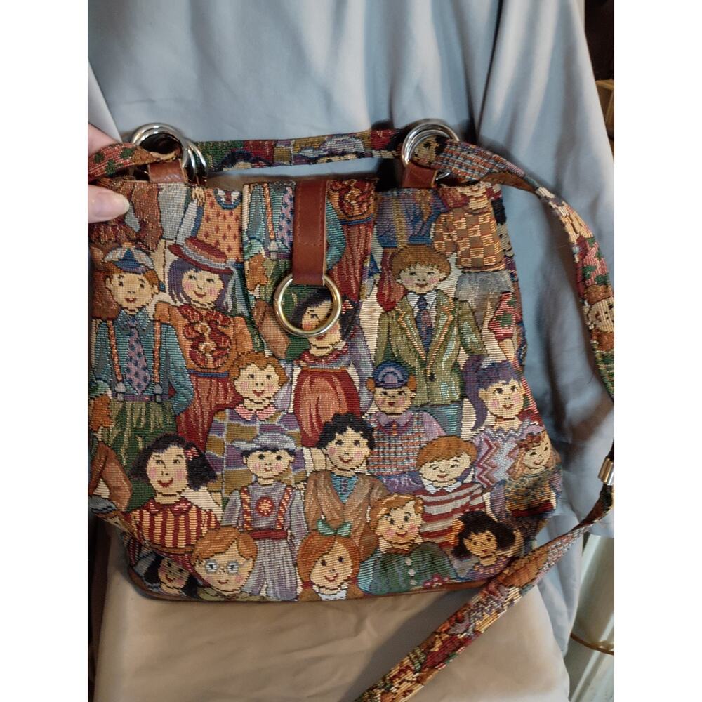 Vintage Children Of The World Jaquard Tapestry Shoulder Bag Unbranded Excellent